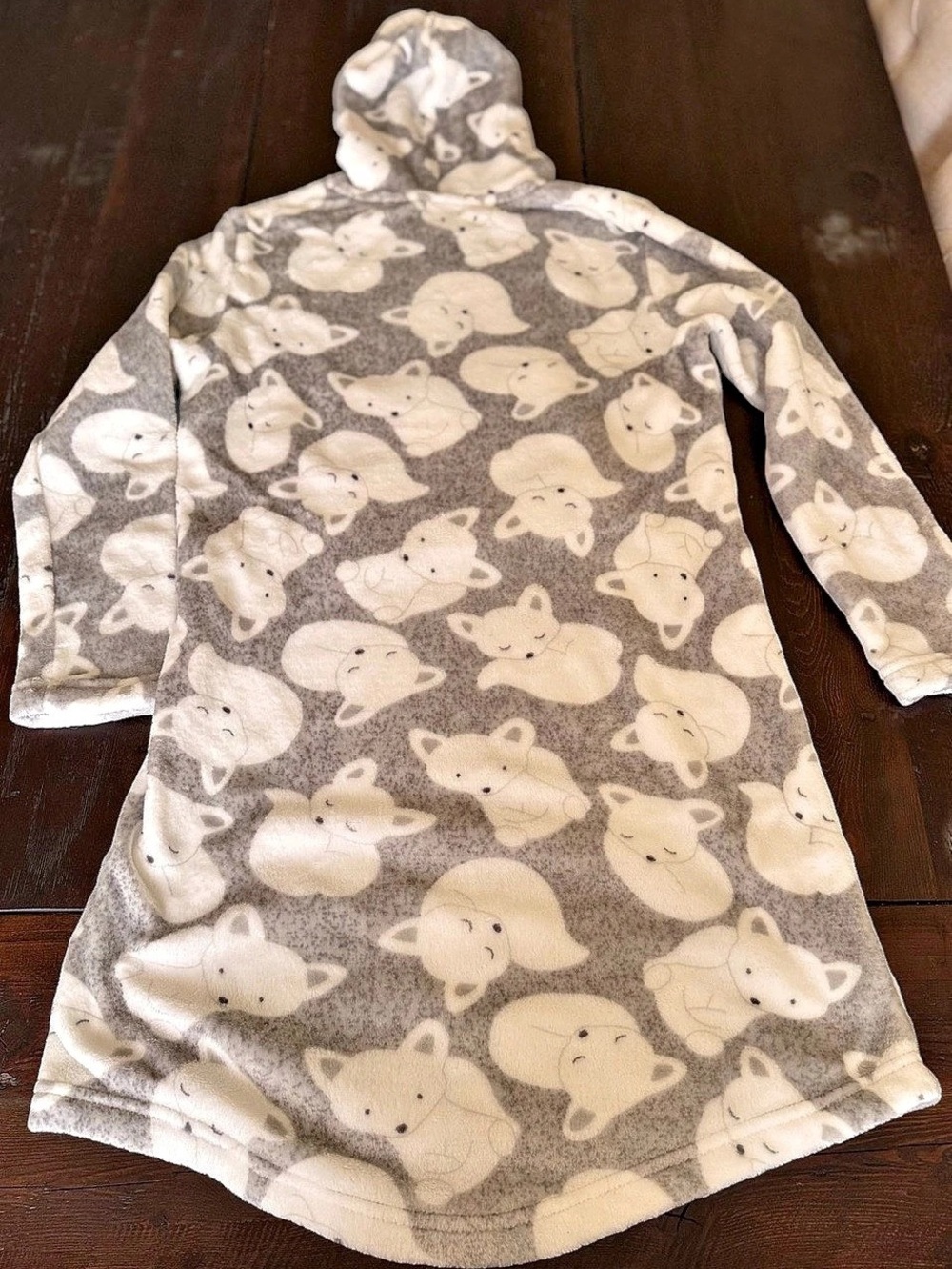 Simple Basics Kids Gray & Cream Animal Print Hooded pj blanket